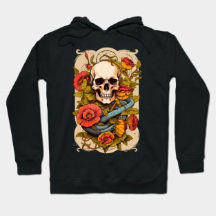 Blossom Bones - Trendsetting Floral Skull Tee Hoodie